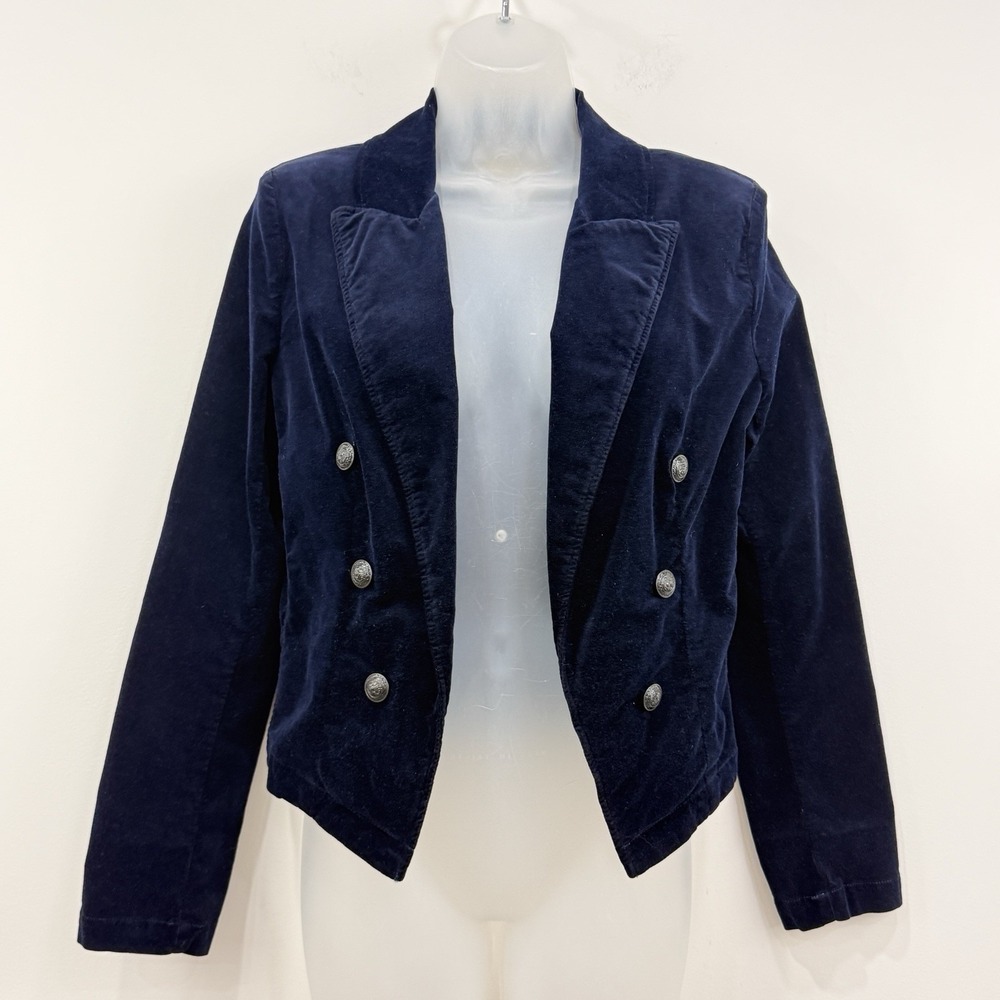 L'agence Wayne Jacket M Navy Velvet Whimsigoth Preppy Old Money Classic Holiday